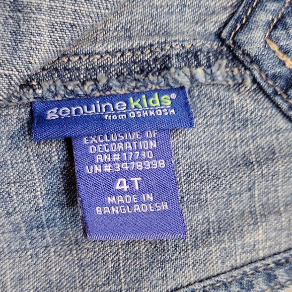 Oshkosh Kids Embroidered Floral Cotton Denim Overalls Size 4T - Picture 2 of 8